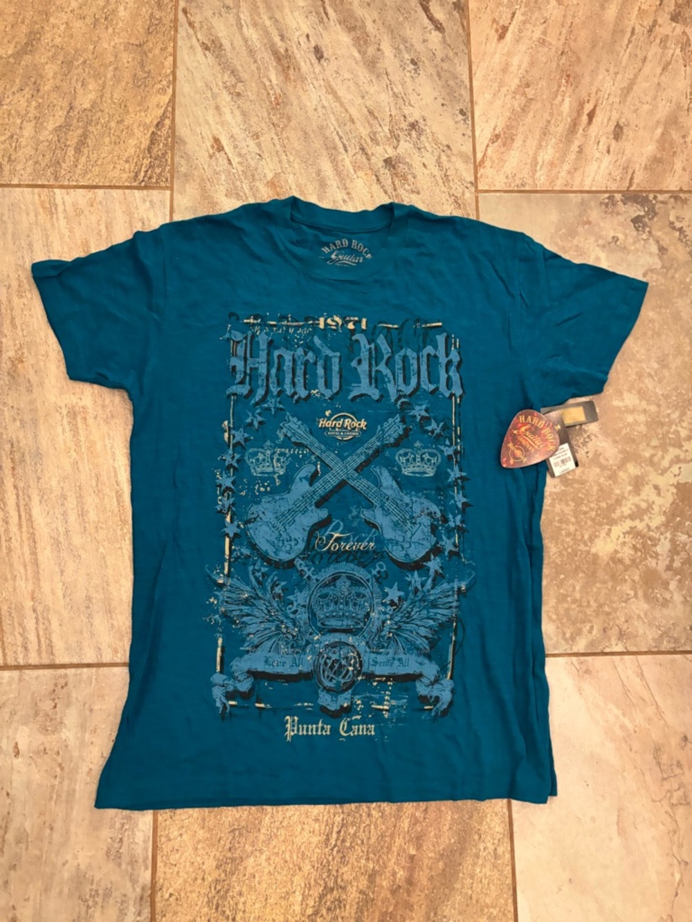 Hard Rock Cafe Punta Cana Teal Graphic Men's T‑Shirt New With Tags